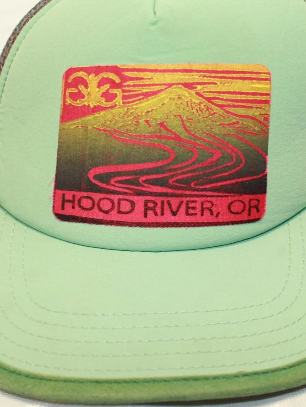 Hood River Oregon Aqua Gray Adjustable Snapback Foam Front Mesh Back Trucker Hat